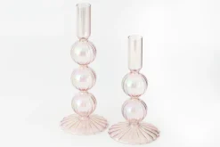 Chandeliers|Chandeliers<Flamant AMIRA, bougeoir, verre, , L, avec leds Rose