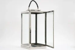 Lanternes|Décoration<Flamant AURITIO, lanterne, acier et verre, L Argent