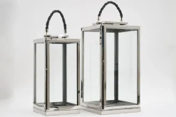 Lanternes|Décoration<Flamant AURITIO, lanterne, acier et verre, S Argent