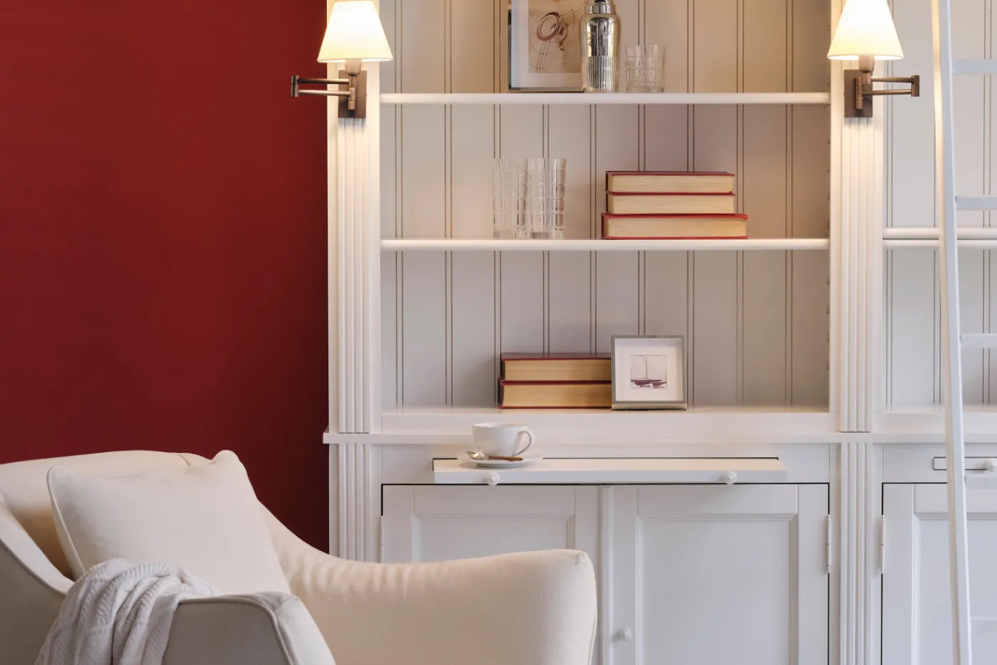 Placards|Armoires<Flamant BALMORE, bibliothèque, , 3 pièces, avec échelle Blanc