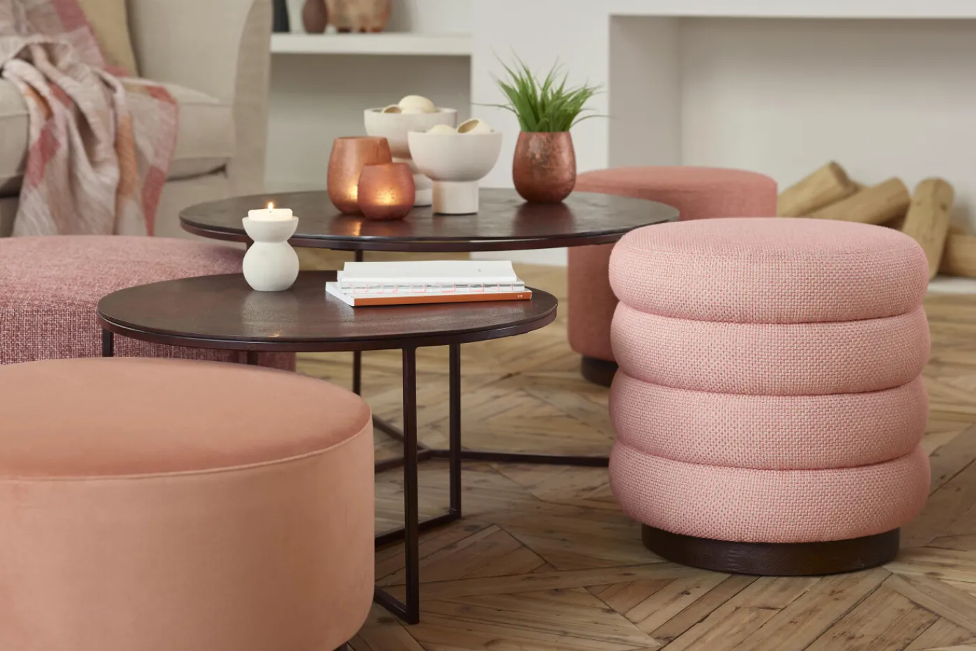 Poufs Et Bouts De Canapé|Sièges<Flamant BEATRICE, pouf, rond, Rose