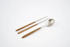 Couverts|Couverts<Flamant BORNEO, cuillère et baguettes, set de 2 Brun