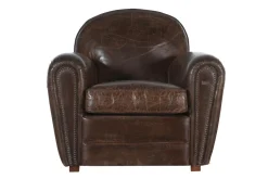 Fauteuils|Sièges<Flamant BURNHAM, fauteuil club, cuir, foncé Brun