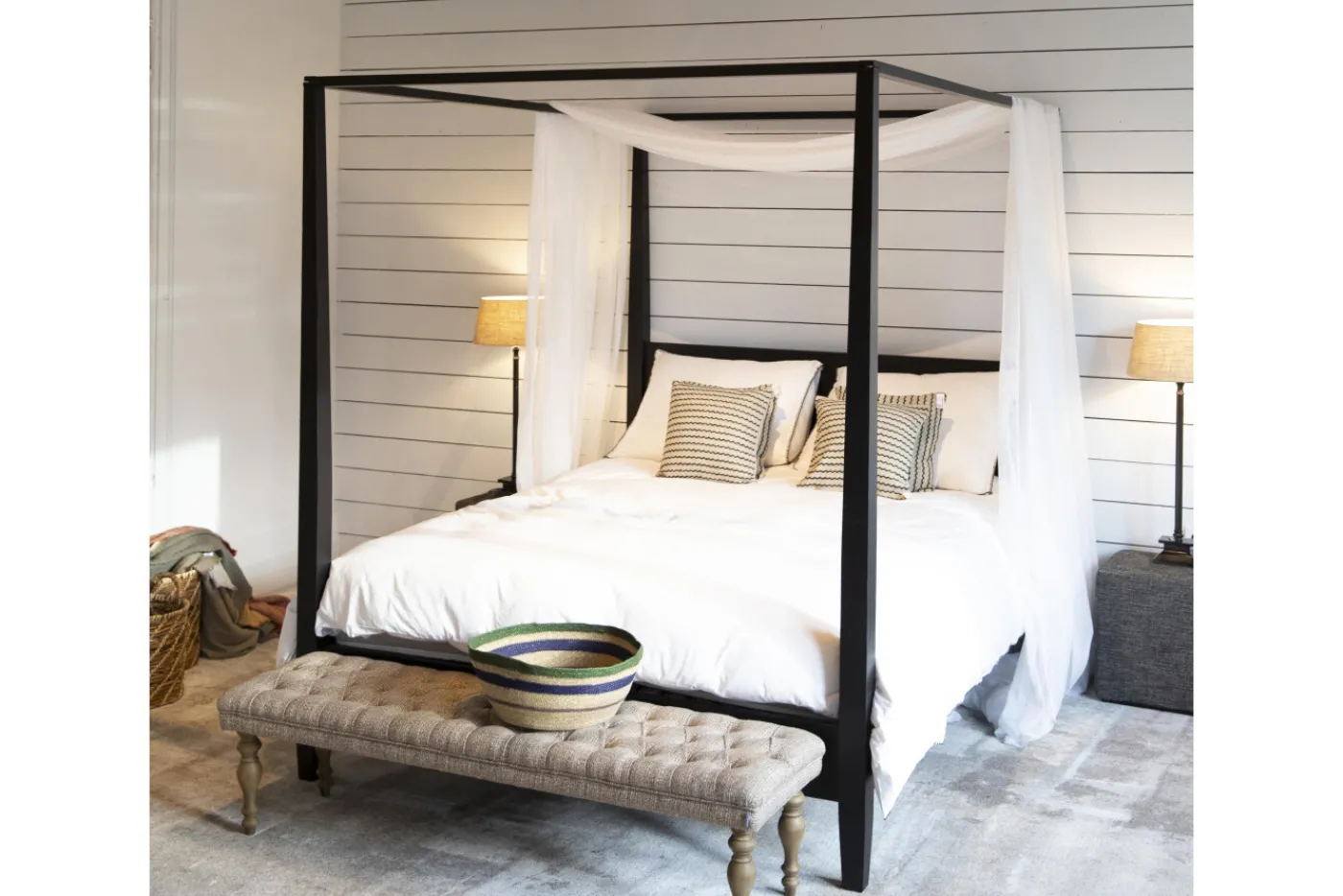 Lits|Lits<Flamant CAPE COD, lit à baldaquin, , 180 cm Noir