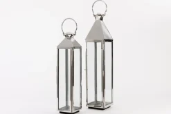 Lanternes|Décoration<Flamant CHARME, lanterne, acier et verre, L Argent