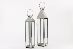 Lanternes|Décoration<Flamant CHARME, lanterne, acier et verre, XL Argent