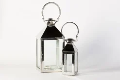 Lanternes|Décoration<Flamant CHARME, lanterne, acier et verre, S Argent