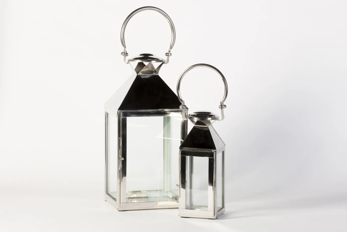 Lanternes|Décoration<Flamant CHARME, lanterne, acier et verre, S Argent