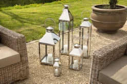 Lanternes|Décoration<Flamant CHARME, lanterne, acier et verre, XS Argent