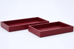 Plateaux|Accessoires<Flamant CLAYTON, plateau, cuir, rectangulaire, L Rouge