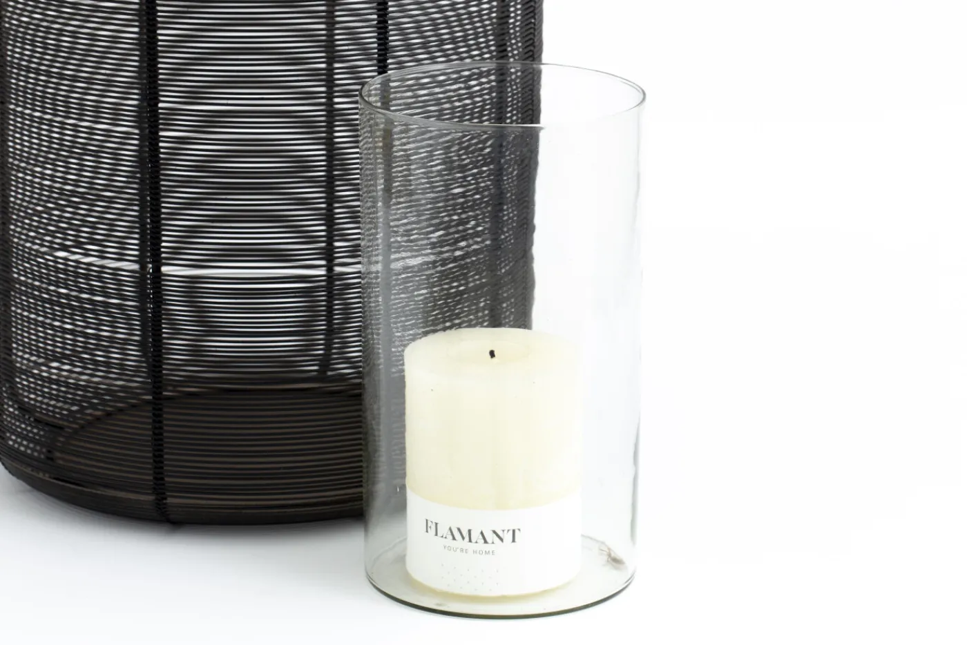 Porte Bougie, Chauffe-Plats Et Photophores|Porte Bougie, Chauffe-Plats Et Photophores<Flamant CORTONA, photophore, fer et verre, L Noir