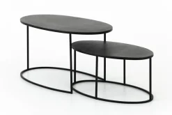 Tables De Salon|Tables De Salon<Flamant COSITO, table basse, ovale, métal, set de 2 Noir
