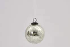 Boules De Noël|Boules De Noël<Flamant CRACKLE, boule de Noël, silver, L Argent