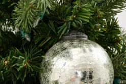 Boules De Noël|Boules De Noël<Flamant CRACKLE, boule de Noël, silver, L Argent