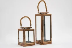 Lanternes|Décoration<Flamant CRAIG, lanterne, laiton i et verre, L Brun