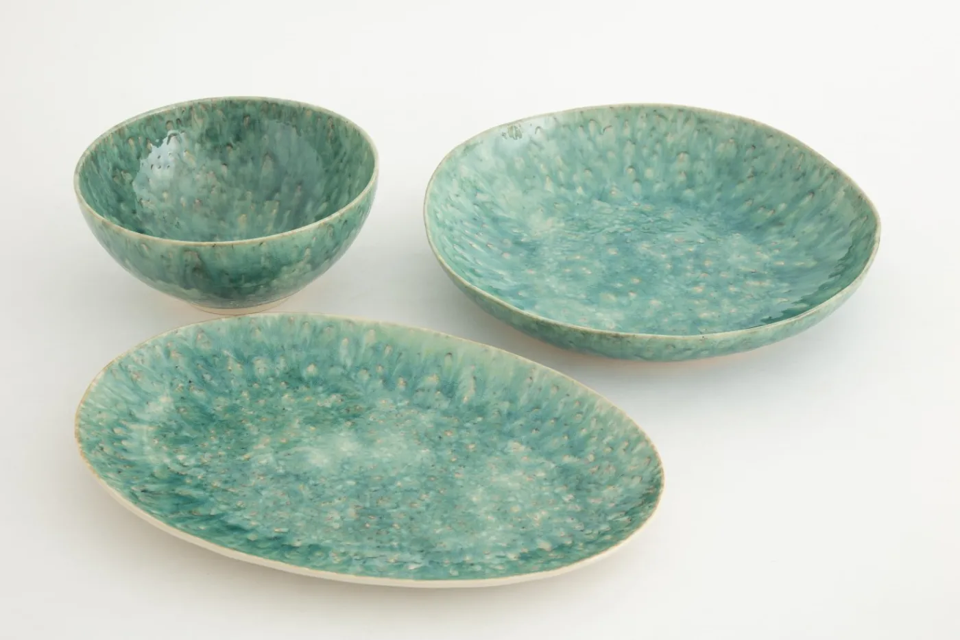 Assiettes, Plats Et Bols|Assiettes,Plats Et Bols<Flamant CRESTA, plateau, céramique, turquoise, ovale Mixte