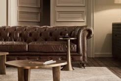 Canapés|Sièges<Flamant EDINBURGH, canapé, chesterfield, cuir, marron foncé, 3 places Brun