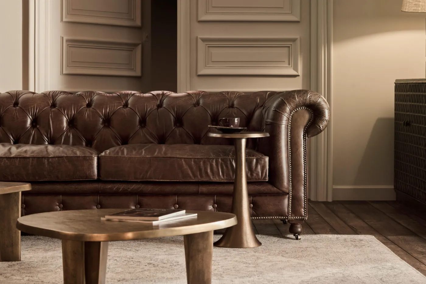 Canapés|Sièges<Flamant EDINBURGH, canapé, chesterfield, cuir, marron foncé, 3 places Brun