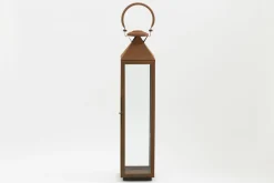 Lanternes|Décoration<Flamant ELLIS, lanterne, fer et verre, rouille, L Brun