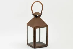Lanternes|Décoration<Flamant ELLIS, lanterne, fer et verre, rouille, S Brun