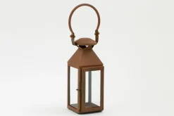 Lanternes|Décoration<Flamant ELLIS, lanterne, fer et verre, rouille, XS Brun