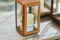 Lanternes|Décoration<Flamant ELLIS, lanterne, fer et verre, rouille, XS Brun