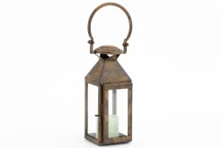 Lanternes|Décoration<Flamant ELLIS, lanterne, fer et verre, rouille, XS Brun