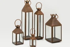 Lanternes|Décoration<Flamant ELLIS, lanterne, fer et verre, rouille, XS Brun