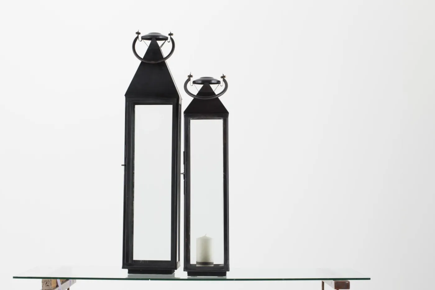 Lanternes|Décoration<Flamant HACIM, lanterne, fer et verre, , L Noir