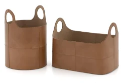 Paniers|Décoration<Flamant HANAN, panier, cuir, rond Brun