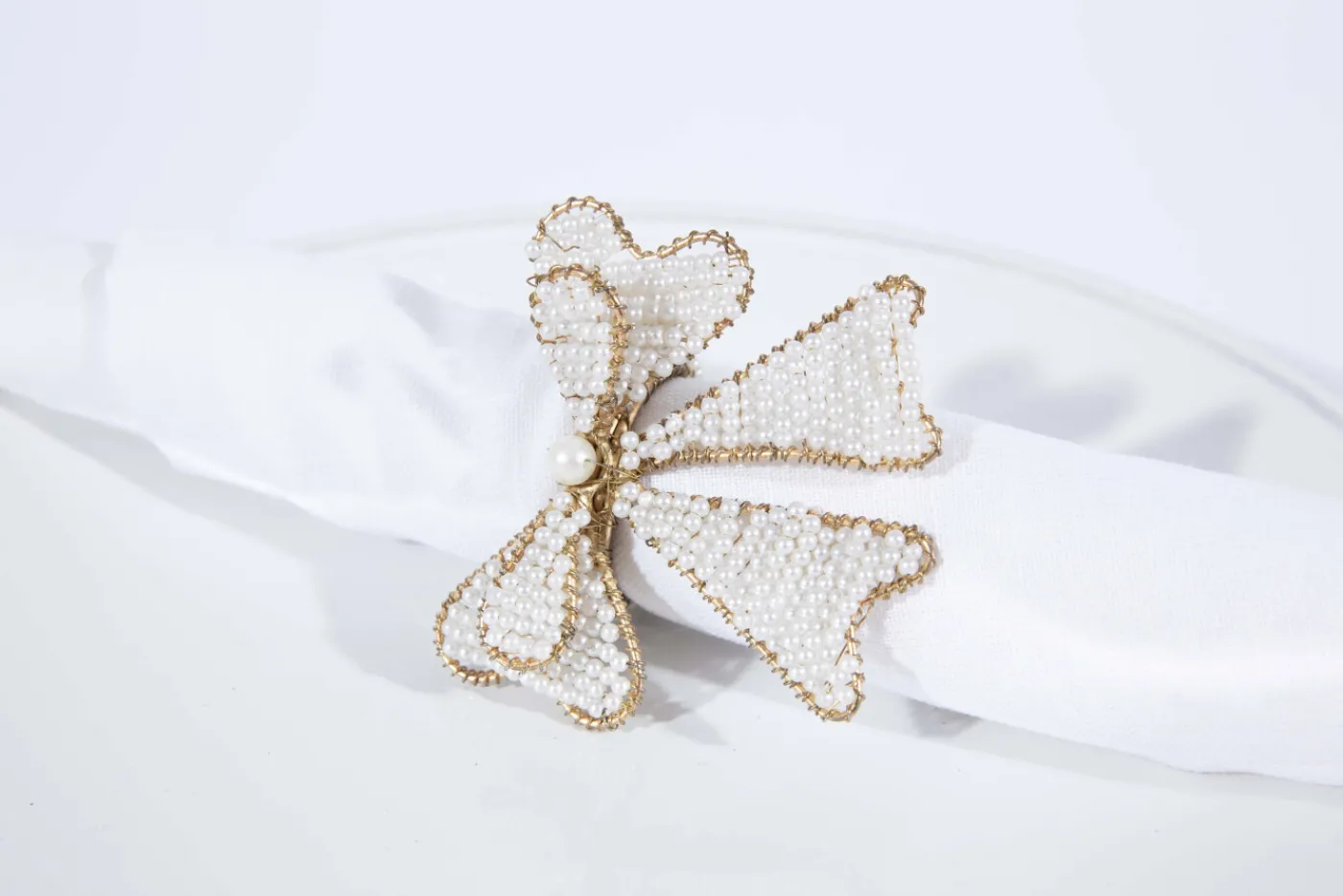 Accessoires|Décoration De Table<Flamant LITIO, rond de serviette, perles Blanccassé