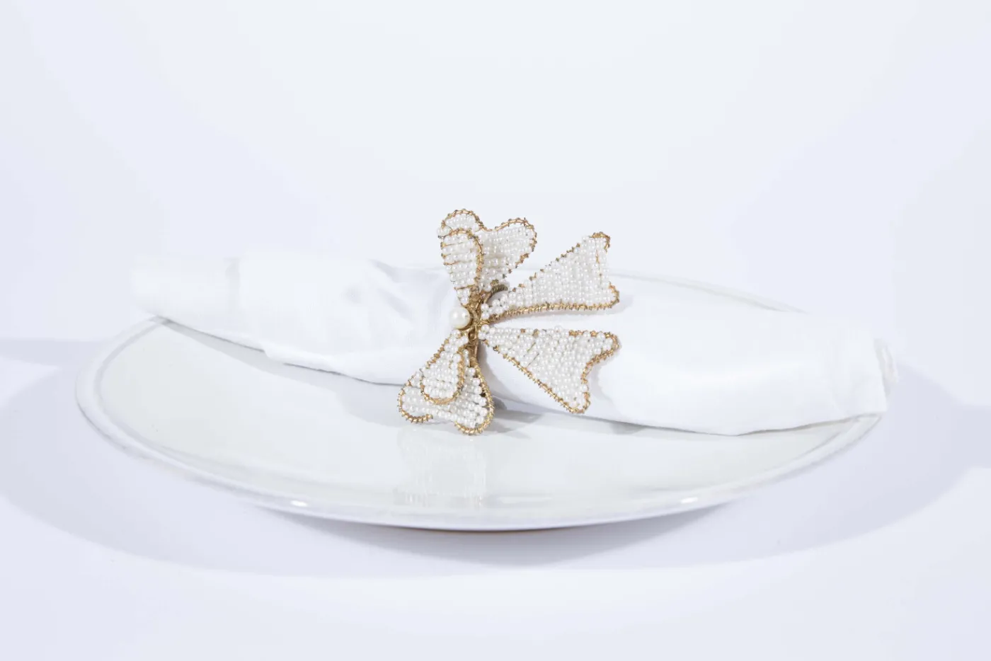 Accessoires|Décoration De Table<Flamant LITIO, rond de serviette, perles Blanccassé