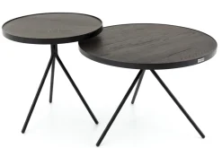 Tables D’Appoint & Consoles|Tables D’Appoint & Consoles<Flamant MADISON, bout de canapé, chêne et métal, ronde, 60 cm, brun foncé Mixte
