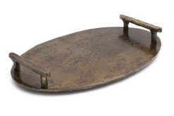 Plateaux|Accessoires<Flamant MAKANI, plateau, métal, ovale, S Brun
