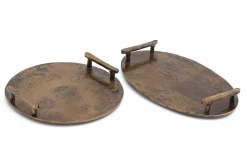 Plateaux|Accessoires<Flamant MAKANI, plateau, métal, ovale, S Brun