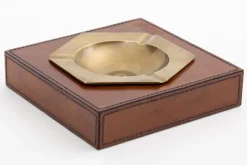 Objets Usuels|Décoration<Flamant MANHATTAN, cendrier, cuir Brun