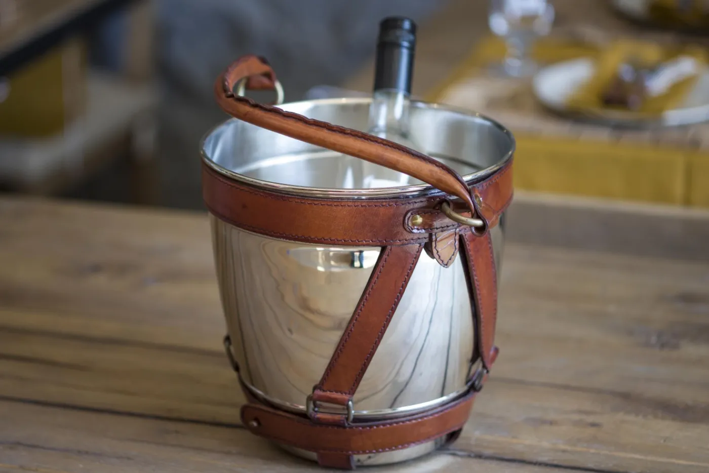 Ustensiles De Service Et De Cuisine|Accessoires<Flamant MANHATTAN, refroidisseur à vin, poignée en cuir brun Mixte