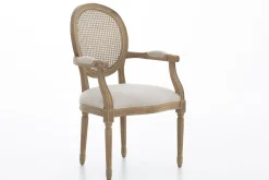 Chaises|Chaises<Flamant MEDY, chaise avec accoudoirs, chêne, lin naturel Blanccassé