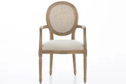 Chaises|Chaises<Flamant MEDY, chaise avec accoudoirs, chêne, lin naturel Blanccassé