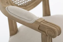Chaises|Chaises<Flamant MEDY, chaise avec accoudoirs, chêne, lin naturel Blanccassé