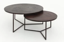 Tables De Salon|Tables De Salon<Flamant MERIDA, table basse, métal, ronde, set de 2 Brun