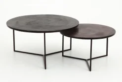 Tables De Salon|Tables De Salon<Flamant MERIDA, table basse, métal, ronde, set de 2 Brun