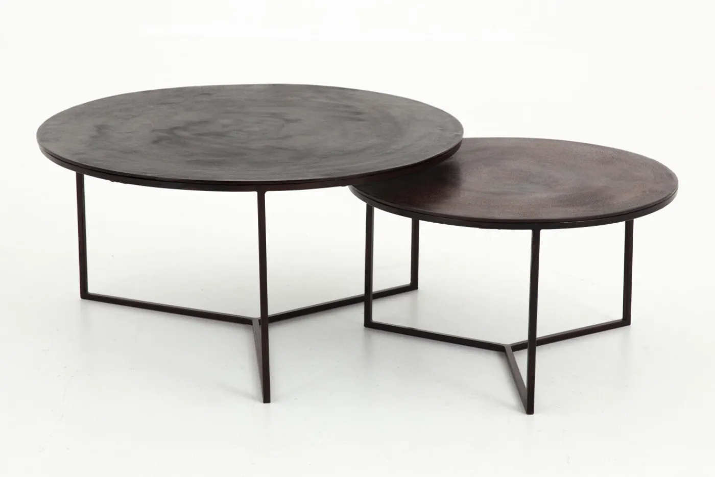 Tables De Salon|Tables De Salon<Flamant MERIDA, table basse, métal, ronde, set de 2 Brun