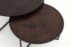 Tables De Salon|Tables De Salon<Flamant MERIDA, table basse, métal, ronde, set de 2 Brun