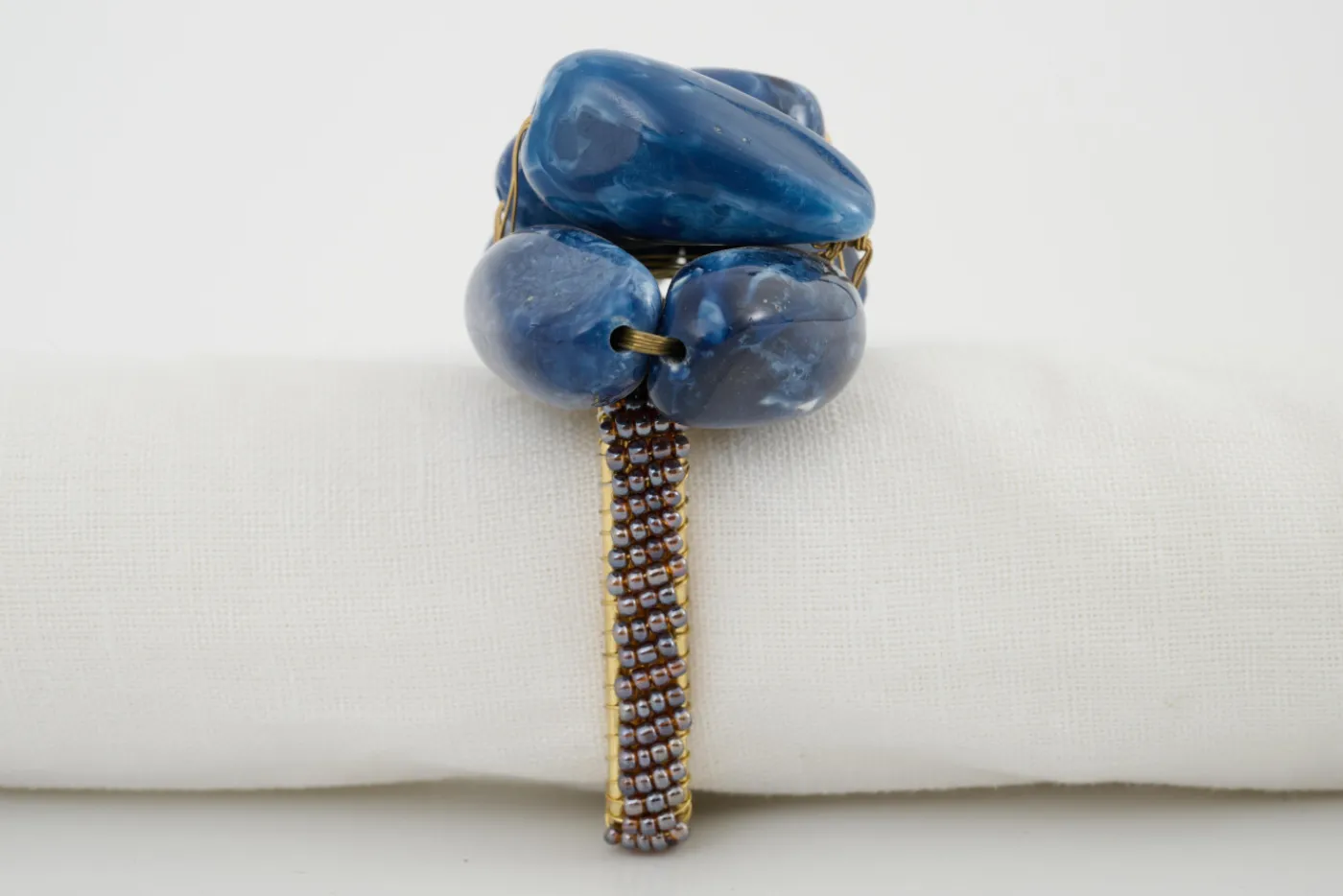 Décoration De Table|Accessoires<Flamant NAOH, rond de serviette, perles, Bleu