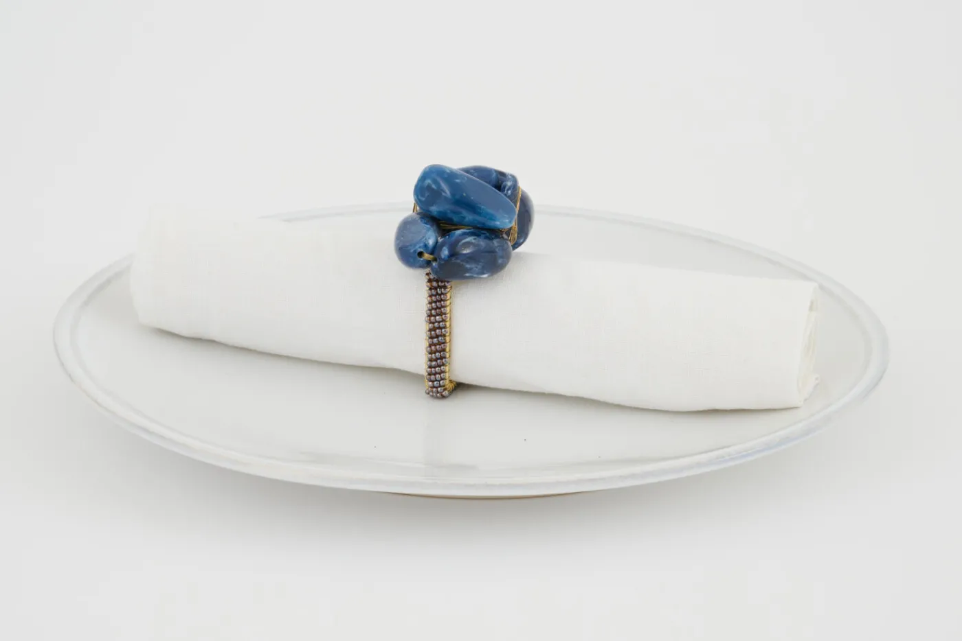 Décoration De Table|Accessoires<Flamant NAOH, rond de serviette, perles, Bleu