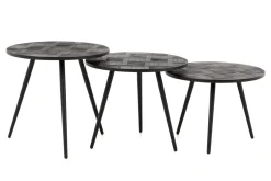 Tables D’Appoint & Consoles|Tables D’Appoint & Consoles<Flamant ROBYN, bout de canapé, teck recycle, ronde, set de 3 Mixte