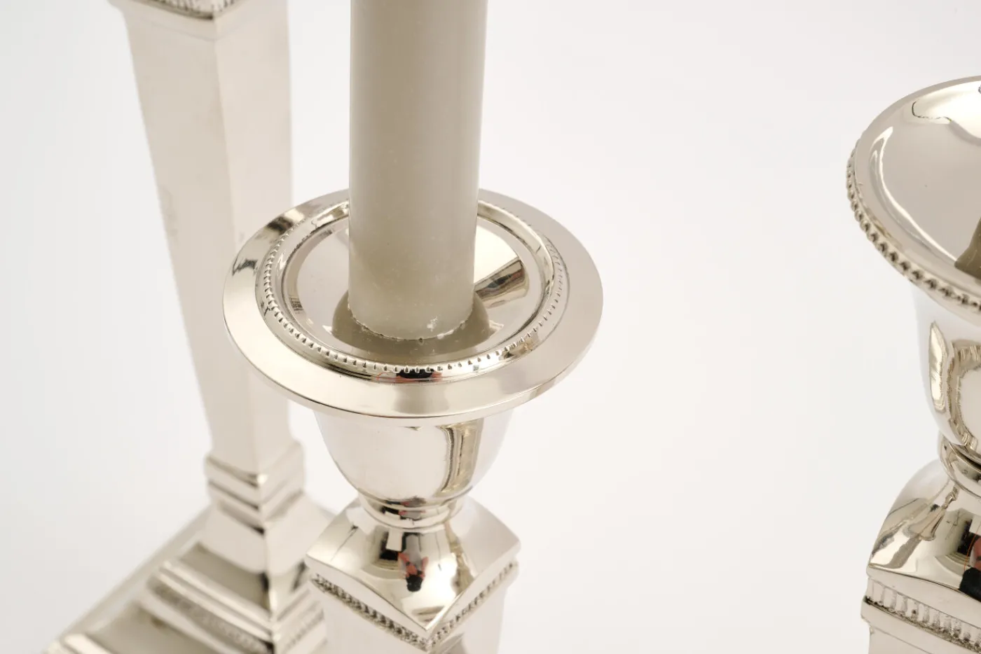 Chandeliers|Chandeliers<Flamant STRIPE, bougeoir, plaqué nickel, M Argent
