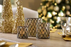 Porte Bougie, Chauffe-Plats Et Photophores|Porte Bougie, Chauffe-Plats Et Photophores<Flamant TEMPLES, photophe, verre, , M Or