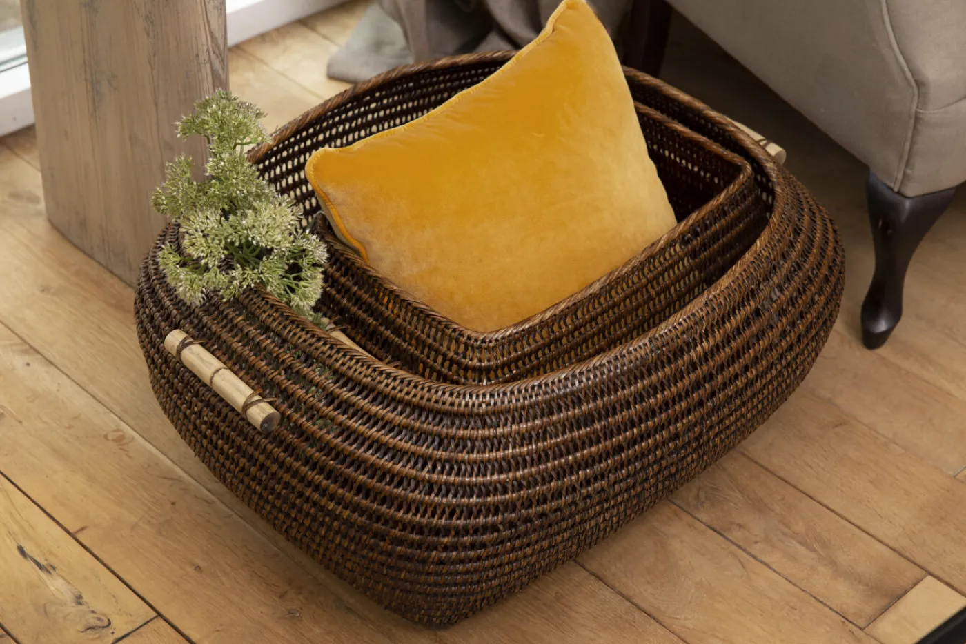 Paniers|Décoration<Flamant TOGO, panier, tressé, S Brun
